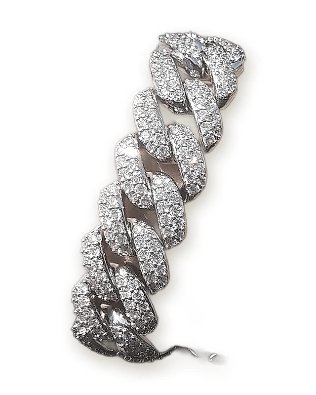 Iced white gold Cuban link bracelet